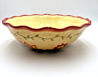 Pfaltzgraff Napoli Large 13'' Pasta Bowl Serving Dish Hand Painted Floral