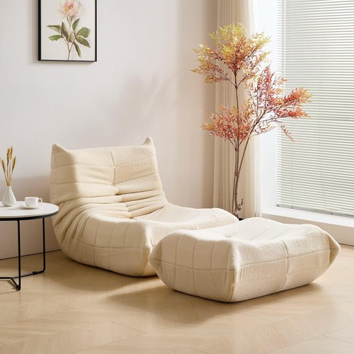 Sitzsack Stühle Couch Sofabezug Lazy Sofa Lounger Beanbag Sessel mit Fußhocker - Bild 4 von 17