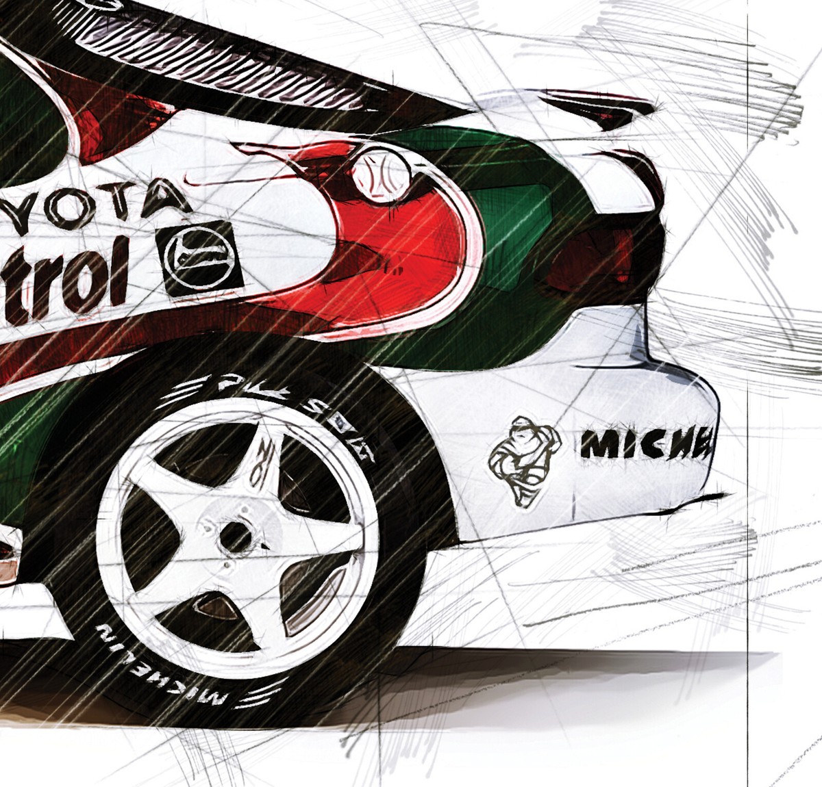 Toyota Celica ST185 4WD Turbo group A, Art Sketch Poster