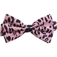 New men's polyester pre-tied bowtie leopard polyester wedding party prom pink