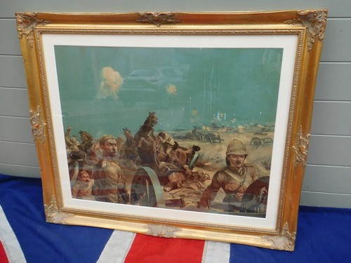 ORNATE BOER WAR FRAMED CHROMOLITHOGRAPH LOSING THE GUNS BATTLE OF COLENSO - Foto 8 di 9