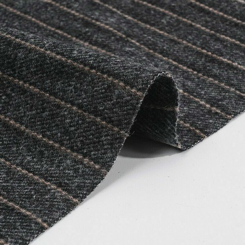 Striped Fabric Wool Blend Faux Cashmere Tweed Cloth for Suit Overcoat Pants Soft - Picture 4 of 18