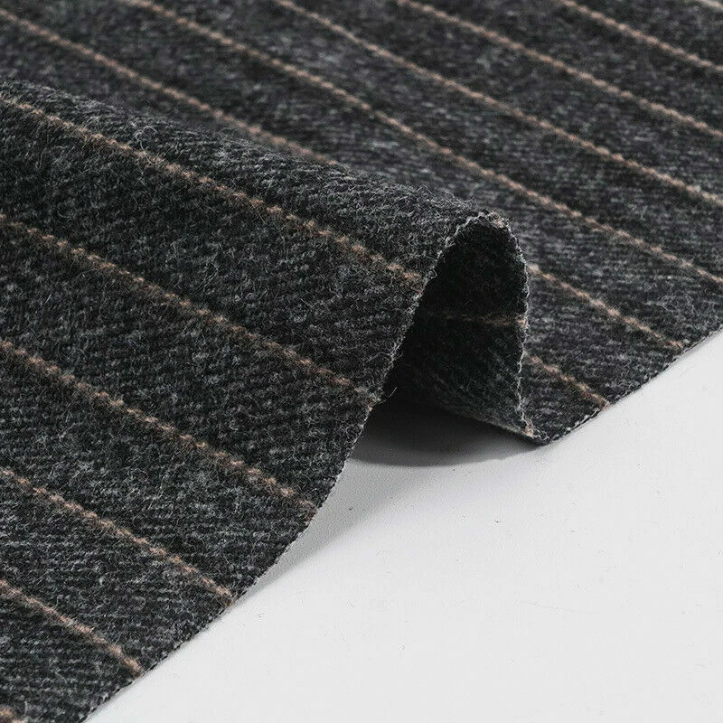 Striped Fabric Wool Blend Faux Cashmere Tweed Cloth for Suit Overcoat Pants Soft - Image 4 of 4