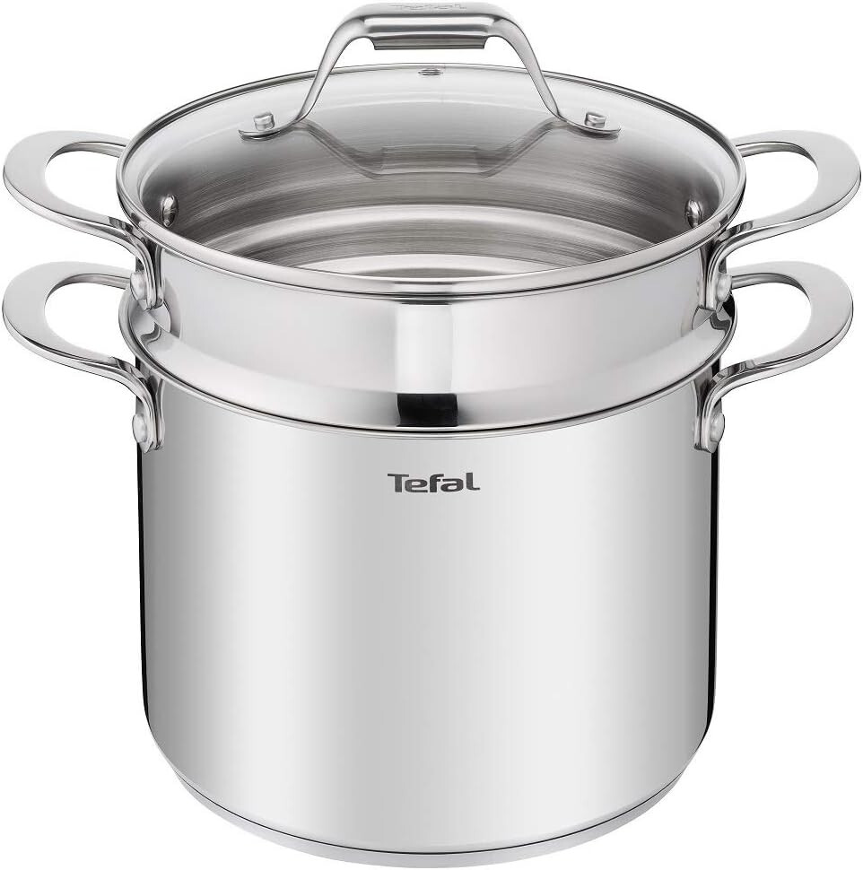 Tefal Ultimum 22cm Stainless Steel Induction Pasta Pot 6.2 litres with Glass Lid-image
