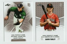 (2) GAVIN TURLEY 2021 LEAF PERFECT GAME 1ST EVER PRINTED ROOKIE CARD LOT! MINT!