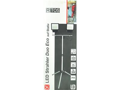 RITOS LED Strahler 2x 30 W mit Stativ IP44 Daylight 6500 Kelvin