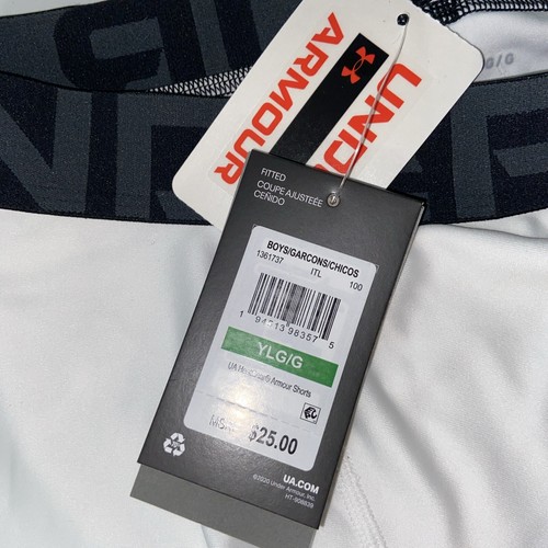 Under Armour Shorts Heat Gear Boys YL White Football - Picture 2 of 3