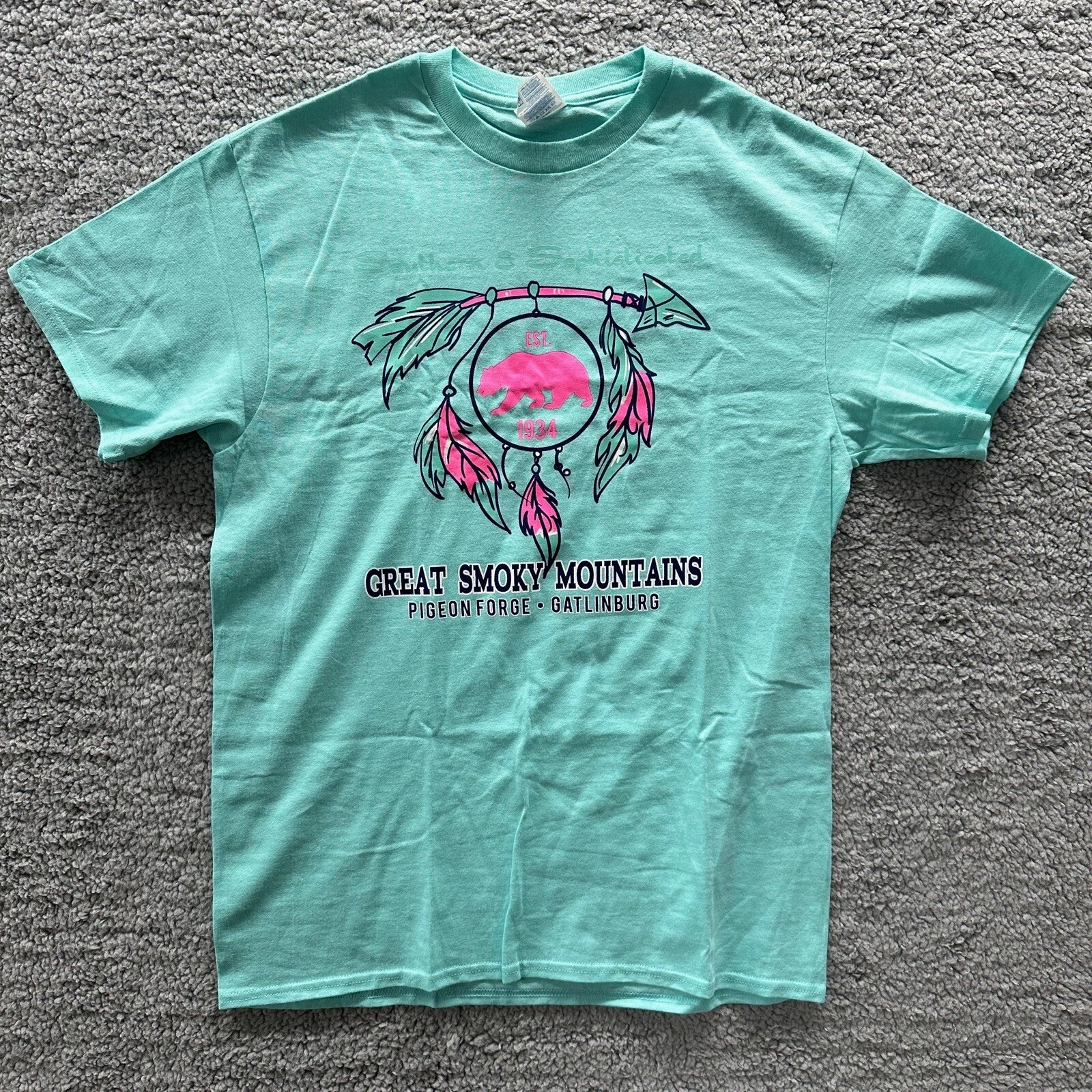 Smoky Mountains T Shirt Smokey Pink Bear Hiking Indian Arrow