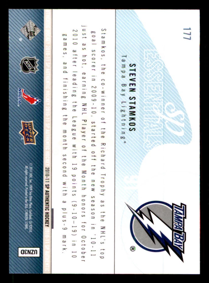 2010-11 SP Authentic #177 Steven Stamkos ESS /1999 - Image 2 of 2