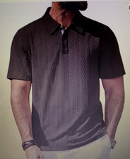 PJ Paul Jones Short Sleeve Casual Textured Classic Polo Golf Shirt Mens Sz M NWT