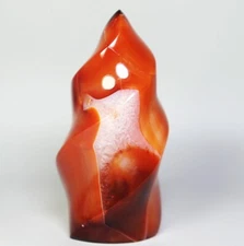 Natural Red Orange Carnelian Agate Quartz Crystal Stone Free-Form Reiki Healing