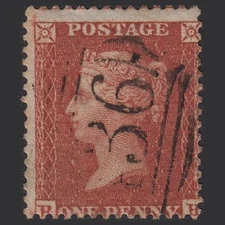 H17_19 GB QV 1855 1d RED-BROWN PLATE 6 SGC6(1) RH FU MISPERF