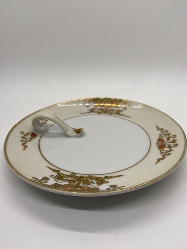 Bro Noritake Morimura vintage Piatto pannolino Moriage oro dipinto a mano con manico - Foto 3 di 8