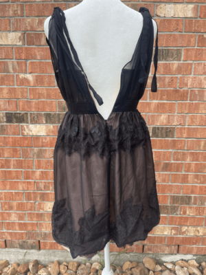 chinese dress ladies Jill Stuart Black Fit-and-Flare Mini Dress with Lace Hem main image 1