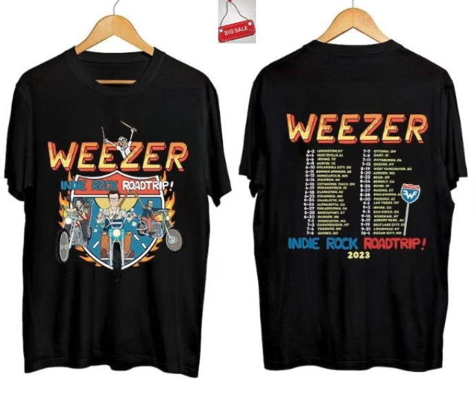 Weezer Tour 2023 T-Shirt Indie Roadtrip Rock Concert Fan Band Gift Fans  Music