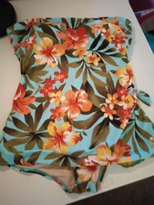 Ladies One Piece Swimming Large Blue Floral women  s swimsuit sz 16 EUC