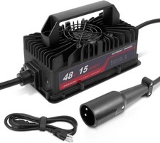 AUTOBABA 48 volt - 15 amp Golf Cart Battery Charger 3-Pin Triangle Style Plug