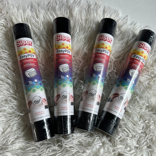 Siser EasyPSV Permanent Black Cat VINYL for cricut crafts - 4 rolls 12 in x60 in - 第 1/5 張圖片