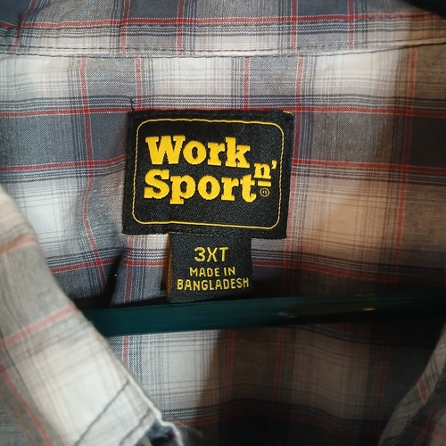 Work ‘N Sport Mens 3XL Button Down Shirt Short Sleeve Black/White Plaid (0036) - Bild 3 von 7