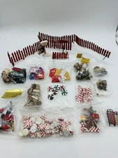 Christmas Village Accessories Fence Wood Sleds Decor Gifts Candy Canes Plants