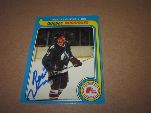 REAL CLOUTIER SIGNED AUTOGRAPHED 1979 TOPPS HOCKEY CARD # 239 NORDIQUES