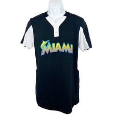 Miami Marlins Jersey Men Small Shirt Majestic Cool Base Button Up Baseball Men