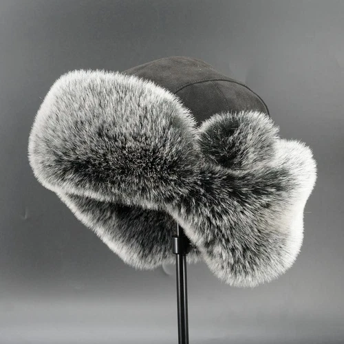 Men Trapper Hat Cap Sporting Ushanka Russian Cossack Faux Fur Suede Leather Warm - Picture 7 of 26