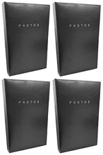 4 Black Flip Photo Albums 16cm x 27cm Each Holds 80 x 6"x 4" Slip In Photographs