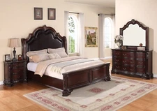 SALE 4PC Dark Cherry Brown Espresso Traditional Master Bedroom Set B/D/M/N