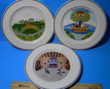 Lot 3 Villeroy Boch Naif Salad Plates 8 1/4" Porcelain Farm Noah's Ark Country