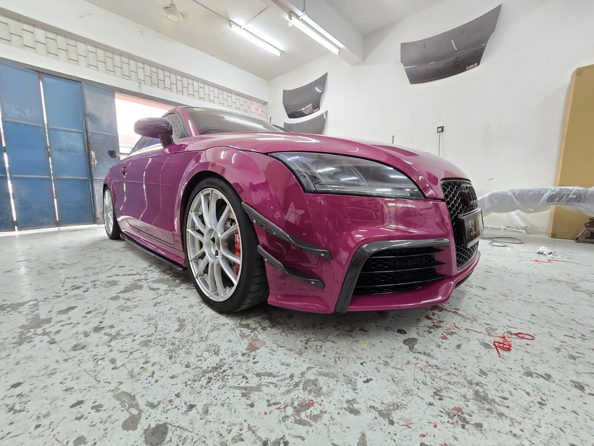 Fit For Audi TTRS MK2 8J Carbon Fiber Front Bumper Canard 4pcs Set