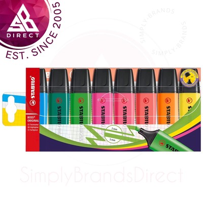 Stabilo Boss Original Highlighter Textmarker Pack of 8 Assorted Colours