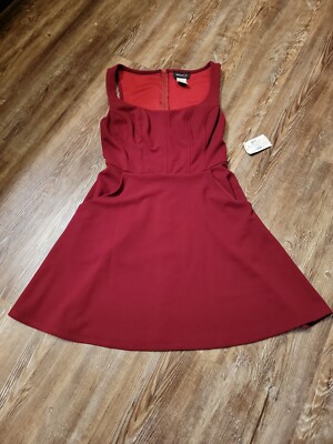TEEZE ME Womens Red  Sleeveless Mini Faux Wrap Dress Size Medium NWT K0155