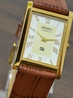 Vintage  Seiko Slim Men's Wrist watch-Roman Dial-Leather Strap