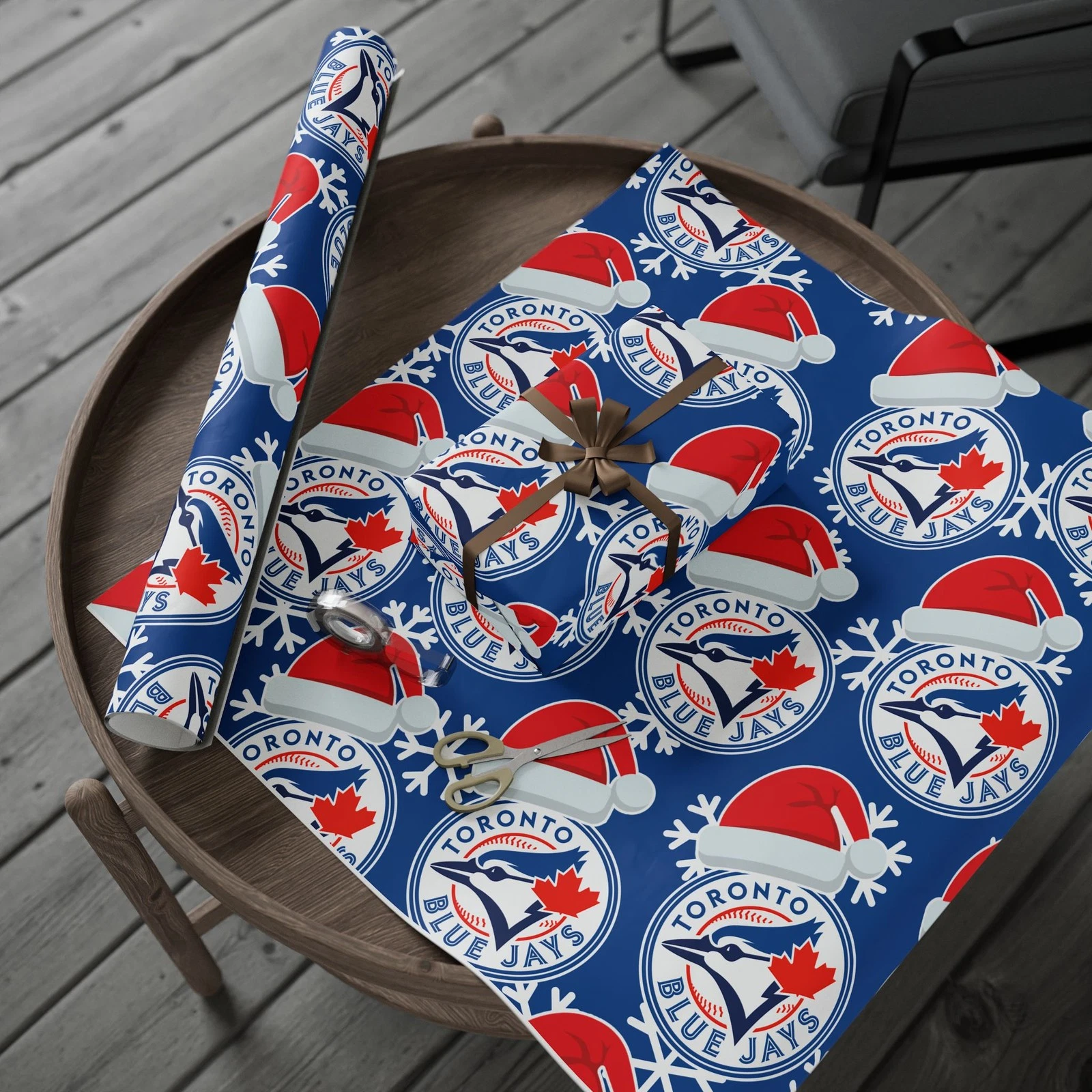 Toronto Blue Jays Gift Wrapping Paper, Baseball Team Holiday