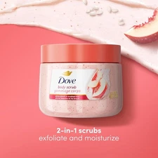 Dove Body Scrub – White Peach & Crushed Rice, Exfoliating & Nourishing, 15 oz