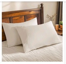 Shilucheng French Linen Pillowcase Set of 2 20x30 Beige Envelope Cooling