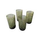 4 Anchor Hocking Soreno Avocado Green Tumblers 12 oz Vtg MCM Beverage Glasses