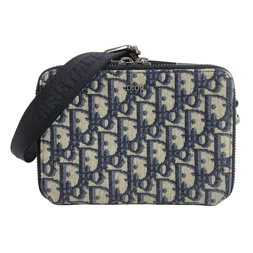 Authentique pochette zippée DIOR/ChristianDior avec sangle 2OBBC119YSE_H05E beige bleu marine noir