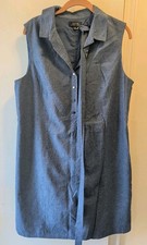 Tahari Arthur S. Levine Blue 100% Cotton Lined Sleevless Dress Sz 16 