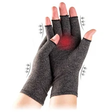Arthritis Compression Gloves - Fingerless for Women & Men, Hand Pain Relief M