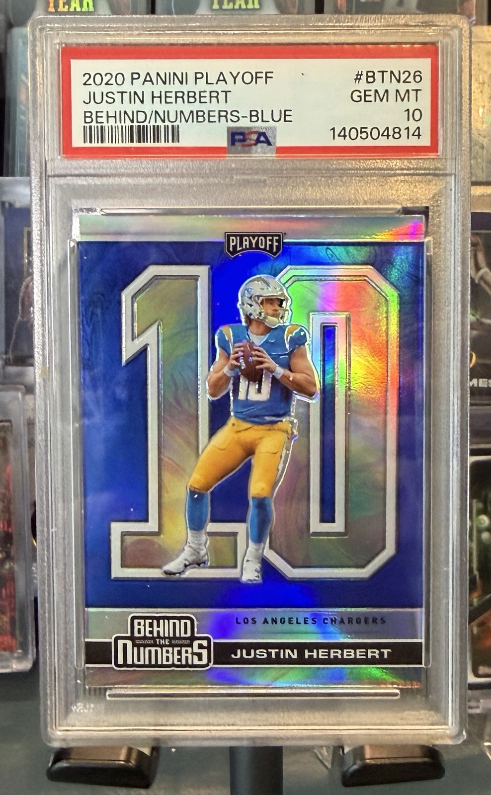 Justin Herbert Panini Playoff Behind the Numbers #BTN26 Blue