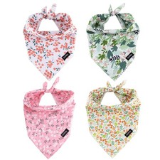 Summer Spring Dog Bandanas  Floral Printing Scarf Bib Kerchief Large 4 PCS