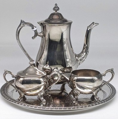 LEONARD Silver Plate Tea Coffee Tray Set Edwardian EUC Antique
