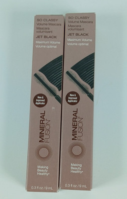 2 PC LOT MINERAL FUSION MASCARA MAX VOULUME SO CLASSY JET BLACK 03 FL OZ EACH