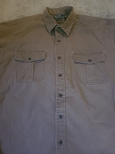 Polo Ralph Lauren Shirt Mens 2X Brown Button Up Elbow Patch Safari - Picture 3 of 12