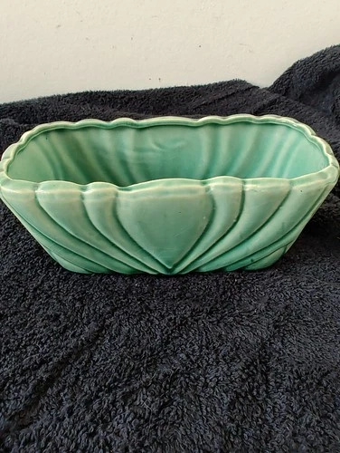 VTG McCoy console leaf turquoise planter #113 1940s to 1960s