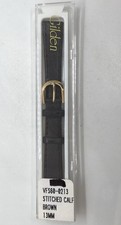 New GILDEN Leather Watch Band Dark Brown Stitched Calf 13mm Lugs W/Spring Bars