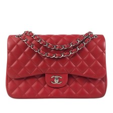 Chanel Jumbo Classic Lambskin Double Flap Women Red One Size
