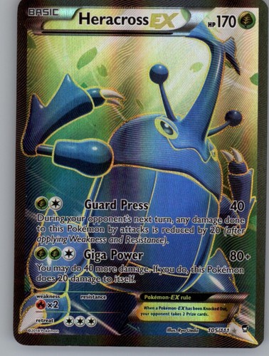 Heracross EX 105/111 UR Furious Fists Pokemon Holo LP
